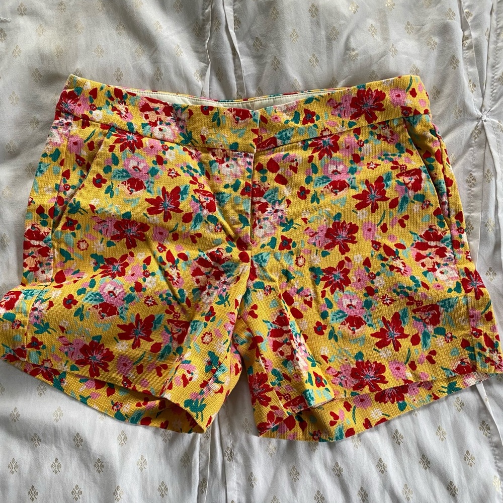 J.Crew Yellow Floral Chino Shorts